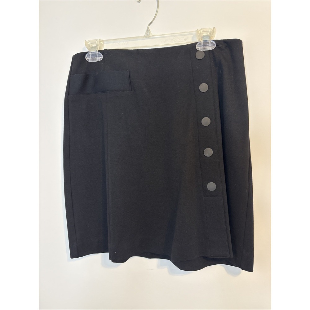 Cabi Women's Skirt, Black, Zipper Back, Decorative Buttons, Front Pocket, Size 6